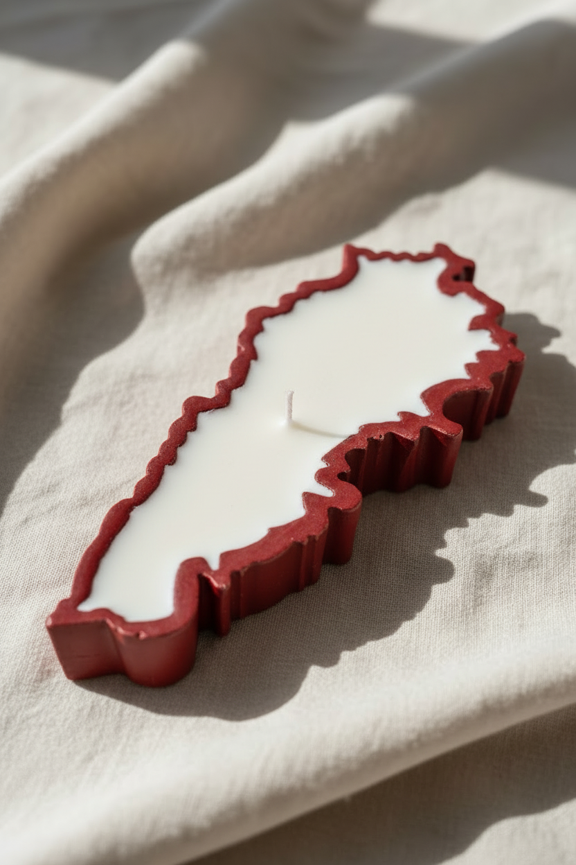 شمعة لبنان - سيراميك أحمر وشمع أبيض
