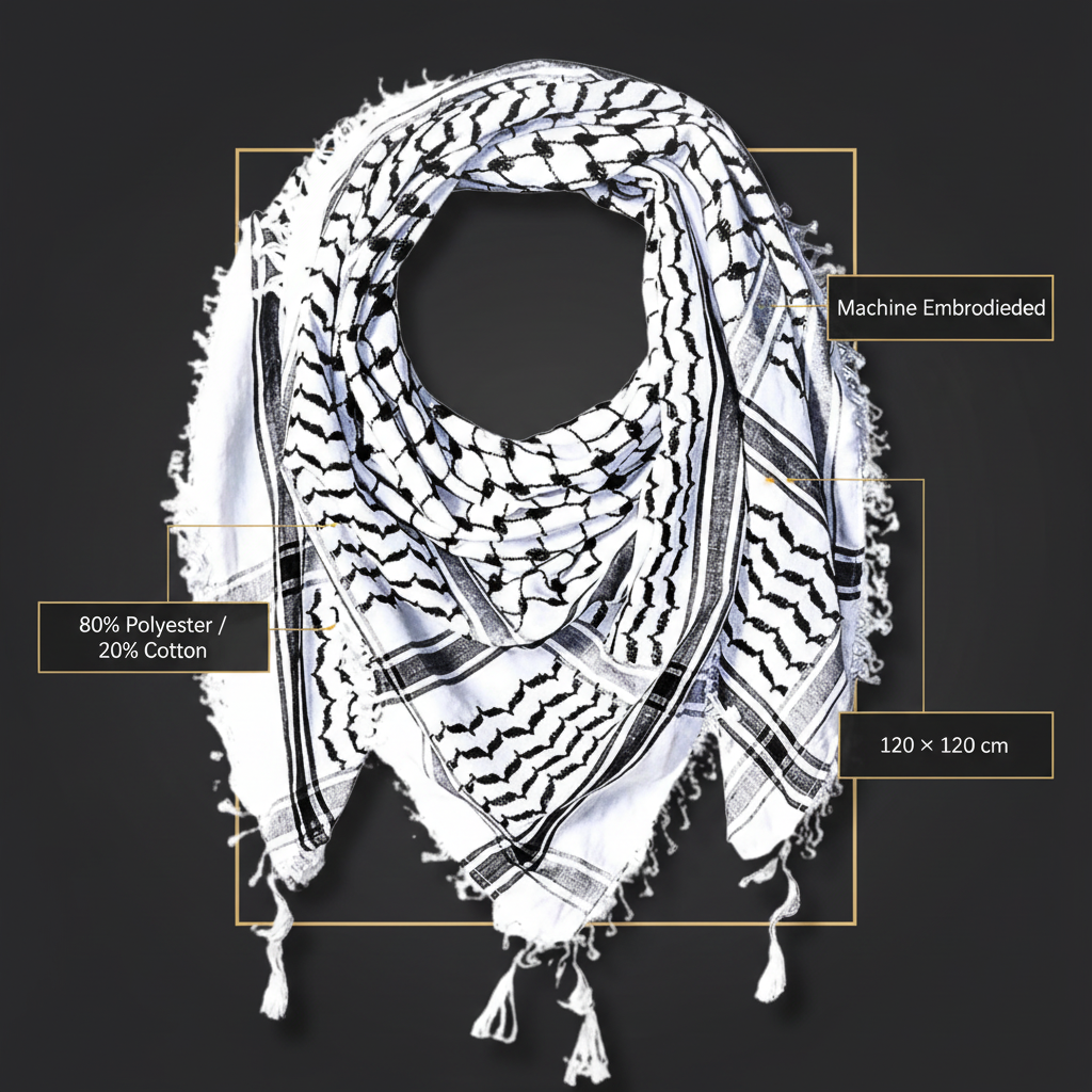 Keffiyeh luxury specs dark background