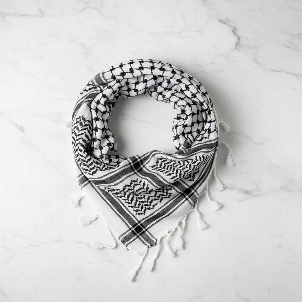 Keffiyeh flat lay top view
