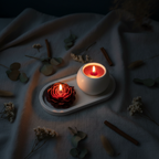 Lit candles evening ambiance