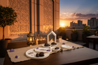 Outdoor terrace sunset