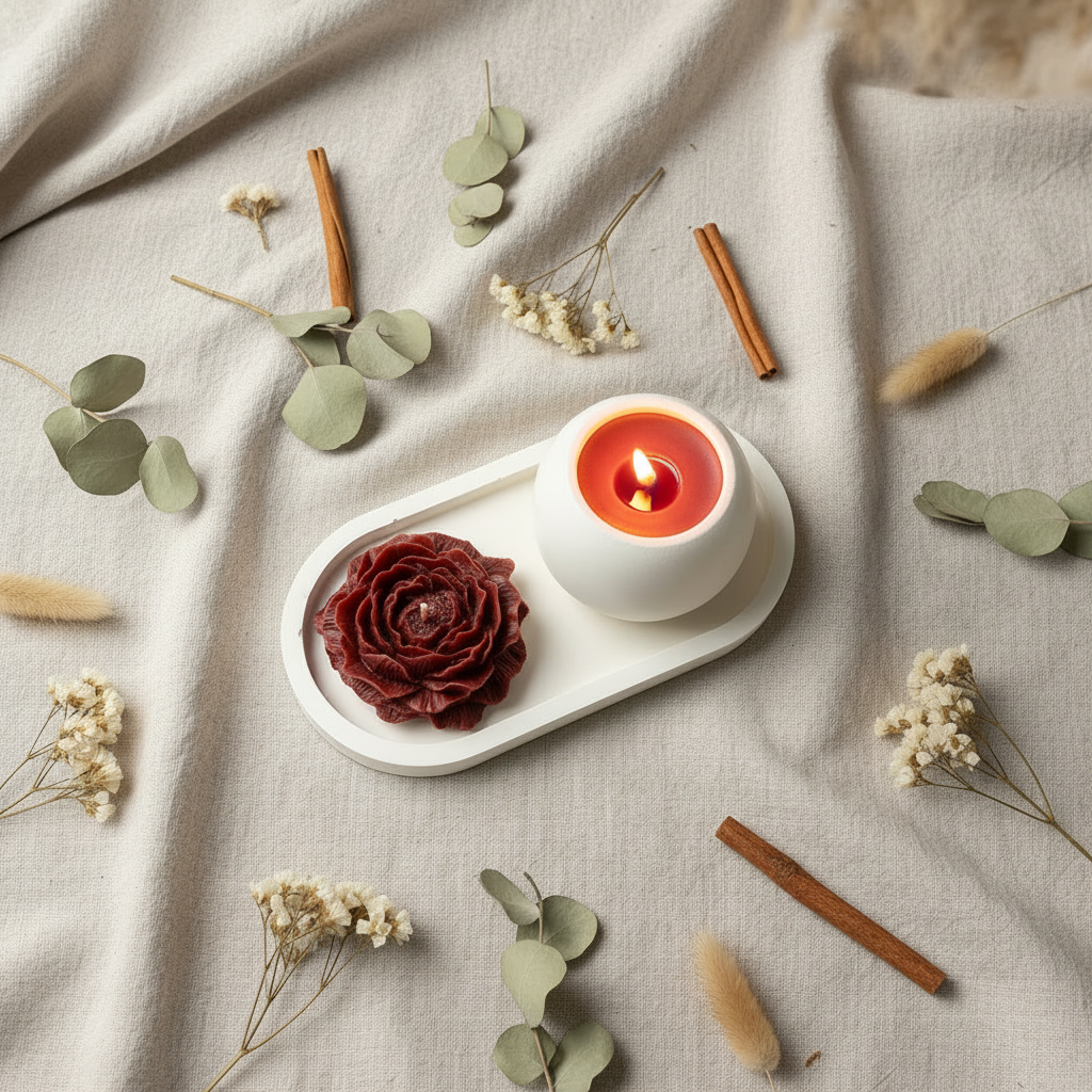 Overhead burning candles